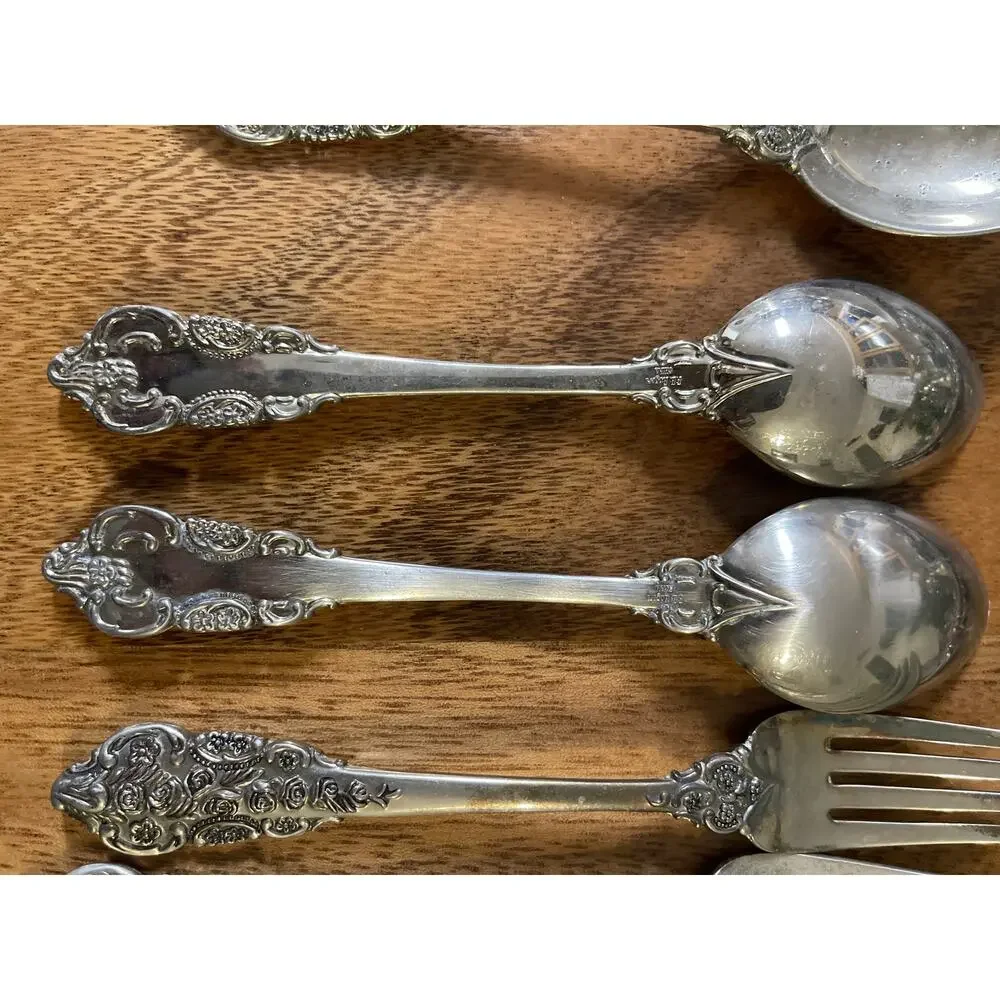 Vintage FB Rogers & Sons French Rose 70 Pc Flatware Set Stainless Steel